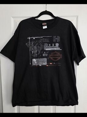 Woodlands Harley-Davidson Black Tee with White and Orange Graphic